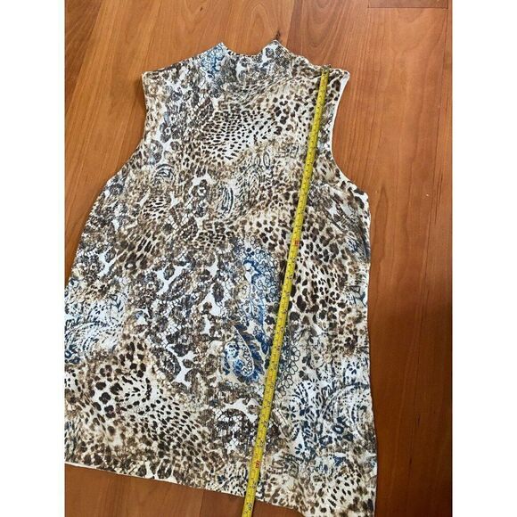 Chico’s Knit Top Sweater Leopard Animal Print Paisley 2 / Large Cream Brown - Picture 6 of 9